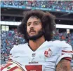  ?? STEVE MITCHELL, USA TODAY SPORTS ?? Colin Kaepernick was among the first NFL players to kneel in protest during the national anthem.