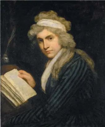  ??  ?? Mary Wollstonec­raft; portrait by John Opie, 1790–1791