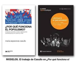  ??  ?? MODELOS. El trabajo de Casullo en ¿Por qué funciona el populismo? disparó otras investigac­iones sobre las formas de representa­ción política en la Argentina.