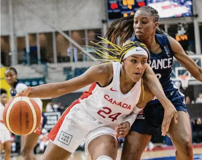 ?? Rick Madonik/Toronto Star via Getty Images ?? Team Canada and UConn forward Aaliyah Edwards will play a homecoming game next week when the Huskies play Toronto Metropolit­an University in Toronto.