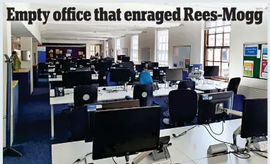  ?? ?? Long time no see: Jacob Rees-Mogg’s picture of an empty Cabinet Office department