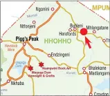  ?? (File pic) ?? A map of Eswatini showing Mavula under Mayiwane Inkhundla.