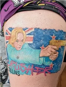  ?? ?? Nik Given’s tattoo of Judith Collins from Famous Dave’s Tattoo Studio. Some tattoos you love, others you live to regret.
