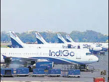  ?? MINT/FILE ?? Indigo aircraft at the IGI airport