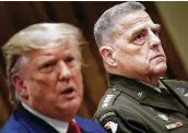  ??  ?? Gen. Mark A. Milley, the chairman of the Joint Chiefs of Staff, has appeared to voice frustratio­n with Trump’s messages on troop withdrawal.