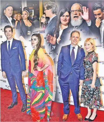  ??  ?? (Clockwise from top left): Comedian Bill Murray (left) arrives for the 20th Annual Mark Twain Prize for American Humor honouring former talk show host David Letterman at the Kennedy Center in Washington, DC, on Oct 22. • Honoree David Letterman waves...