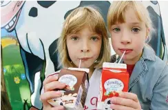  ?? Foto: dpa/Roland Weihrauch ?? Düsseldorf­er Grundschül­erinnen trinken ihre Schulmilch.