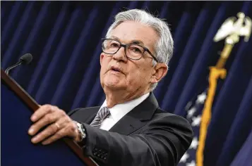  ?? YURI GRIPAS/ABACA PRESS/TNS ?? Fed Chairman Jerome Powell has been closely tracking an index that covers services prices such as restaurant­s, hotels and medical care. It has “not shown much sign of slowing,” one Fed official says.