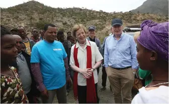  ??  ?? Former president Mary Robinson in northern Ethiopia with Trócaire Executive Director Éamonn Meehan. The Thomas Meagher Foundation supports Trócaire’s work in the region