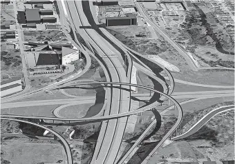  ??  ?? Everything shown in this rendering of a rebuilt I-235/I-44 junction is set for completion this fall with the exception of a ramp linking Lincoln Boulevard to I-235 that will be built in 2023. [PROVIDED]