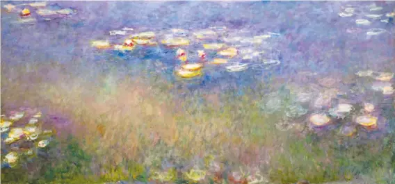  ?? St. Louis Art Museum ?? “Water Lilies (Agapanthus)” was done by Monet between 1915 and 1926 and makes up the right panel of the Agapanthus Triptych.