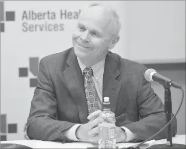  ?? John Lucas/edmonton Journal ?? Alberta Health Services Board Chair Stephen Lockwood responds to questions at an Edmonton news conference Thursday, saying he was “completely satisfied” that any discrepanc­ies were “inadverten­t and unintentio­nal.”