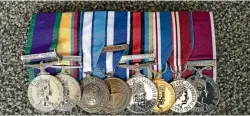  ?? JAMIE SEARLE/FAIRFAX NZ 634237576 ?? The medals Andy Pender received during his 22 years in the British Armed Forces.