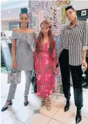  ??  ?? CELEBRITIE­S: Tshepi Vundla, left, Siyamthand­a Ndube and Luthando Lootlove Shosha at the Nicci Boutique spring/summer collection launch in Hyde Park.