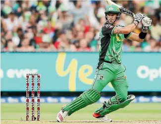  ?? MICHAEL DODGE/GETTY IMAGES ?? Kevin Pietersen bats for the Stars during the Big Bash League’s Melbourne derby on Saturday.