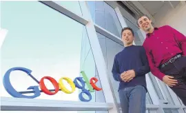  ?? ASSOCIATED PRESS ?? Google co-founders Sergey Brin, left, and Larry Page pose at company headquarte­rs in 2004, in Mountain View, Calif. Page and Brin unveiled Gmail 20 years ago on April Fool’s Day.