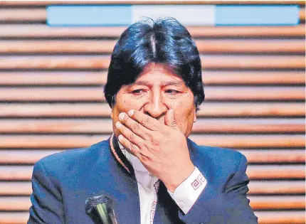  ?? AFP ?? Exmandatar­io Morales dijo que era “un atentado a la democracia" y que el Gobierno interino de Áñez tiene "miedo a la democracia".