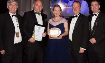  ??  ?? Tony Dempsey, Wexford County Council, Rory and Josephine O’Connor, of overall winners Scurri, Tom Enright, Wexford County Council and Karl Fitzpatric­k, Wexford Chamber, at last year’s awards.