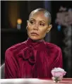  ?? JORDAN FISHER/ ?? Jada Pinkett Smith appears on an episode of her online series “Red Table Talk.” The latest episode, which was available for streaming Wednesday on Facebook Watch, addresses Alopecia.