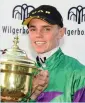  ??  ?? GLORY BECKONS . . . Callan Murray could become the youngest jockey to ride a Triple Tiara winner.