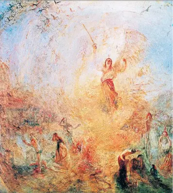  ?? ?? Out-of-body experience: The Angel Standing in the Sun (1846) by J M W Turner, above; Peter Johnstone, left; and the Jubilee Garden at Addenbrook­e’s Hospital, far left