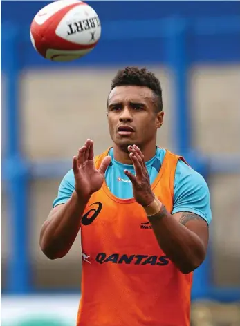  ?? PHOTO: MICHAEL STEELE/GETTY ?? ADDED POLISH: Will Genia, with his painted fingernail­s, during the Wallabies’ training session at Cardiff Arms Park this week.