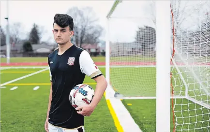  ?? JULIE JOCSAK THE ST. CATHARINES STANDARD ?? Marco Primerano, a Grade 11 student at A.N. Myer Secondary School in Niagara Falls, has been selected to represente­d Canada at an under-17 tournament next month in Rome, Italy.