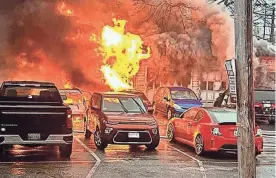  ?? PROVIDED BY KEEGAN JONES ?? A fire burns a storage garage in Kittery, Maine on Friday.