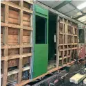  ?? ?? The first door refitted to London, Chatham & Dover Railway Brake Third No. 4115 at the Isle of Wight Steam Railway – only 15 more doors to go! IOWSR