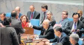  ?? AFP FILE ?? n United Nations Security Council members cast their vote during a meeting on the election of five members of the Internatio­nal Court of Justice, at the UN headquarte­rs in New York.