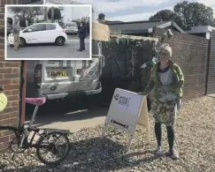  ??  ?? Sarah Sharp at the composting station in Whyke and, inset, Eddie Buckle explains the Co-wheels car to a resident from Lavant who joined the day