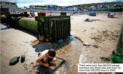  ?? CHRISTOPHE­R FURLONG ?? There were more than 80,000 sewage overflows into Welsh seas and rivers for more than 500,000 hours in 2022