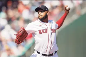  ?? Michael Reaves / TNS ?? Boston Red Sox pitcher Eduardo Rodriguez, who missed all of 2020 due to a heart problem that stemmed from his coronaviru­s infection, has already thrown one bullpen session and is a “full go” to proceed.