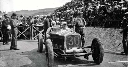  ?? ?? Right: Varzi at the wheel of an Alfa Romeo Tipo at the Targa Florio in 1930. He won the arduous Italian road race that year – even after a fuel spill ignited and set fire to his overalls