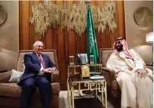  ?? AFP ?? US secretary of state Rex Tillerson and Saudi Crown Prince Mohammed bin Salman in Riyadh last month