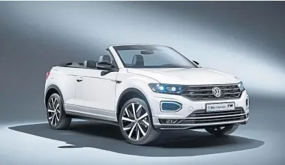  ??  ?? The Volkswagen T-roc Cabriolet has an electrical­ly folding roof that lowers in nine seconds and raises in 11.