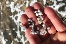  ?? Photograph: Courtesy Clean Up the Lake ?? Polystyren­e beads washed up on the shore of Lake Tahoe.