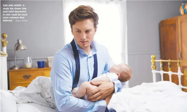  ?? Picture: ISTOCK ?? SAD AND SORRY: A study has shown that post-natal depression in men could be much more common than believed.