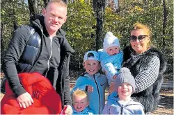  ??  ?? Wayne Rooney with wife Coleen and sons Kai, Klay, Kit and Cass