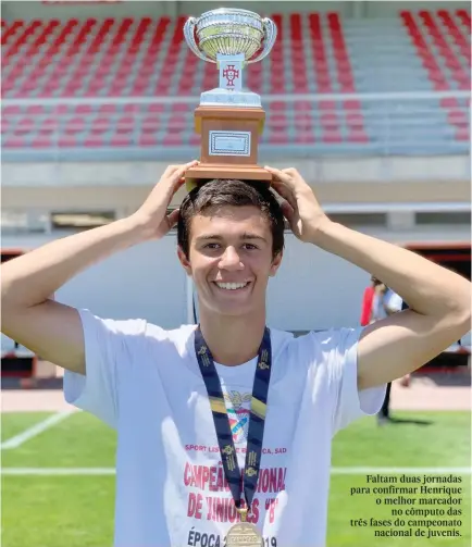  ??  ?? Faltam duas jornadas para confirmar Henrique o melhor marcador no cômputo das três fases do campeonato nacional de juvenis.