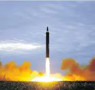 ?? KOREAN CENTRAL NEWS AGENCY / KOREA NEWS SERVICE VIA AP FILES ?? North Korea tested a missile last week and boasted about a hydrogen bomb on the weekend. Pacific nations are holding a five-day meeting in Victoria this week.