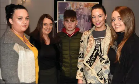  ??  ?? Pictured at the Mental Fitness and Wellbeing talk by Nial Breslin (Bressie) at the Charlevill­e Park Hotel were Yvonne Shields, Niamh Gillen,Jack Enright, Rebecca McCormack and Chloe Enright.