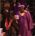  ?? PETE BANNAN - MEDIANEWS GROUP ?? Graduates receive diplomas as seen on the live stream video.
