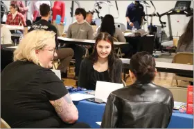  ?? COURTESY OF TCHS PICKERING CAMPUS ?? A student interviews with prospectiv­e employers at the TCHS Pickering Career & Training Fair held Feb. 15.