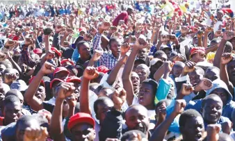  ??  ?? An estimated 40 000 ZANU-PF supporters attended President Mugabe’s Youth Interface Rally at Sakubva Stadium, Mutare, last week