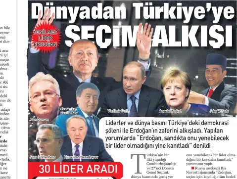  ??  ?? Alan Duncan Jens Stoltenber­g Sooronbay Ceenbekov Nursultan Nazarbayev Vladimir Putin Angela Merkel Joko Widodo