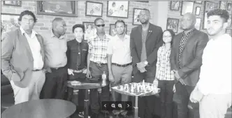  ??  ?? In picture Director of Sports Christophe­r Jones and Attorney-at-Law James Bond with President of the GCF Irshad Mohamad and other team members. Missing are Julia and Jessica Clementson who are based in Barbados.