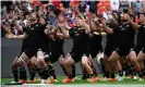  ?? Photograph: Andrew CaballeroR­eynolds/AFP/Getty Images ?? The All Blacks perform the haka before the match.