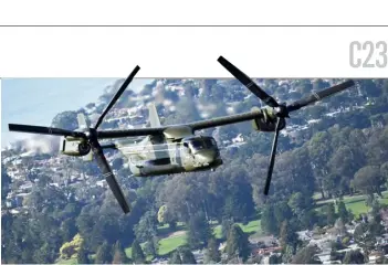  ?? ANDREW CABALLERO-REYNOLDS/AGENCE FRANCE-PRESSE ?? OSPREY accompanyi­ng United States President Joe Biden flying over the area he is surveying as he visits California to view damage caused by recent heavy storms.