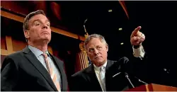  ?? PHOTO: REUTERS ?? Senate Intelligen­ce Committee Chairman Sen. Richard Burr (R-NC), left, and Senator Mark Warner (D-VA), vice chairman of the committee, hold a news conference to discuss their probe of Russian interferen­ce in the 2016 election.